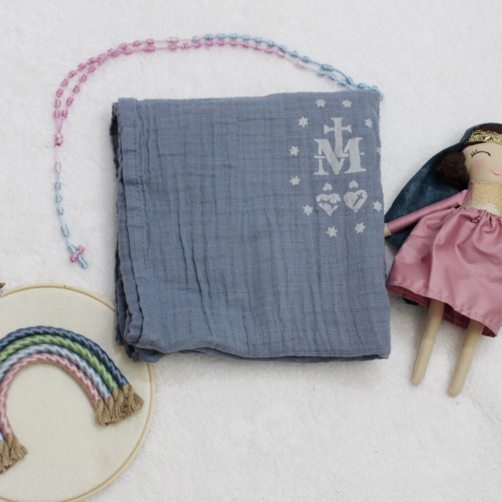 Marian Catholic baby swaddling blanket Annunciation Designs