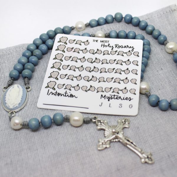 Dry-erase Catholic Rosary tracker sticker